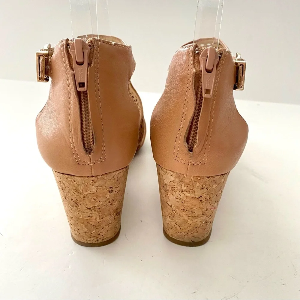Alex Marie Brown Wedge Sandals Size 8.5M Perforated Summer Vacation
